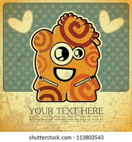 Monster on retro background