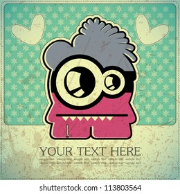 Monster on retro background