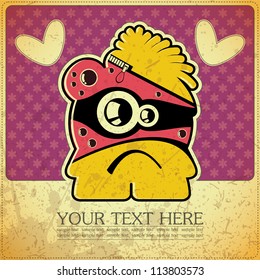 Monster on retro background