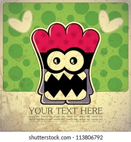 Monster on retro background