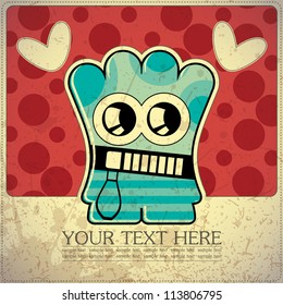 Monster on retro background