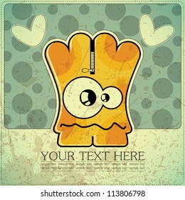 Monster on retro background