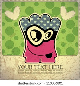 Monster on retro background