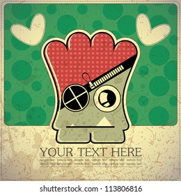 Monster on retro background
