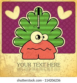 Monster on retro background