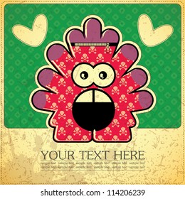 Monster on retro background
