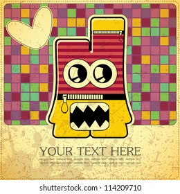Monster on retro background