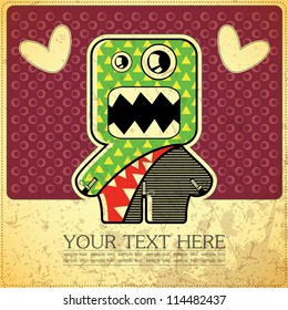 Monster on retro background