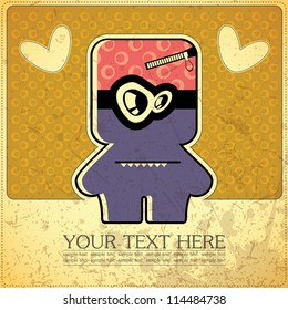 Monster on retro background