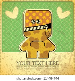 Monster on retro background