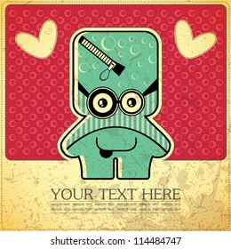 Monster on retro background