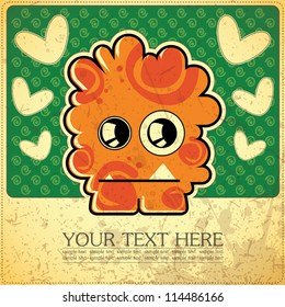 Monster on retro background