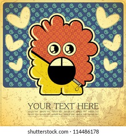 Monster on retro background