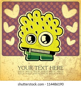 Monster on retro background