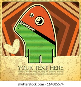 Monster on retro background