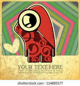 Monster on retro background