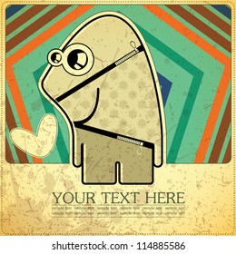Monster on retro background