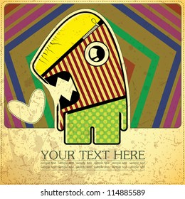 Monster on retro background