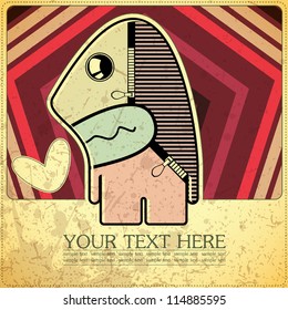 Monster on retro background