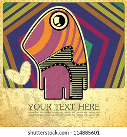 Monster on retro background