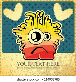 Monster on retro background
