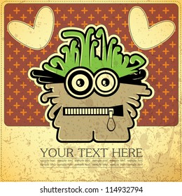 Monster on retro background