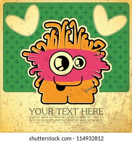 Monster on retro background