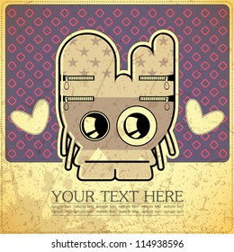 Monster on retro background
