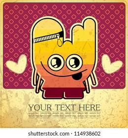 Monster on retro background
