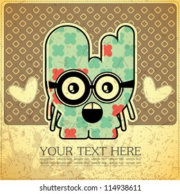 Monster on retro background