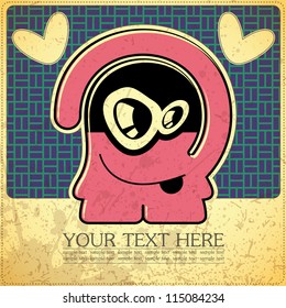 Monster on retro background