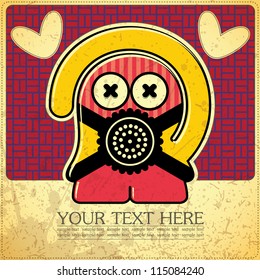 Monster on retro background