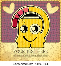 Monster on retro background