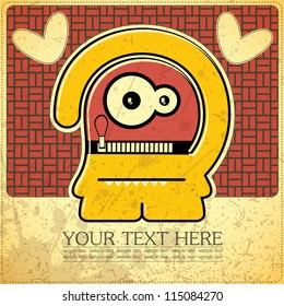 Monster on retro background