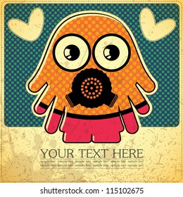Monster on retro background