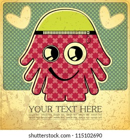 Monster on retro background