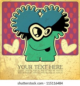 Monster on retro background