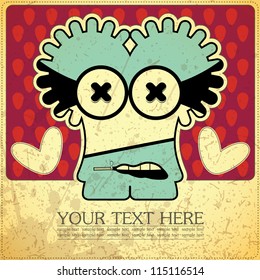 Monster on retro background