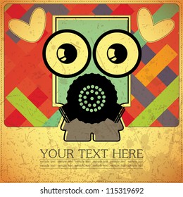 Monster on retro background