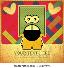 Monster on retro background