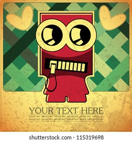 Monster on retro background