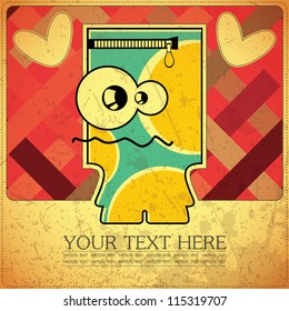 Monster on retro background
