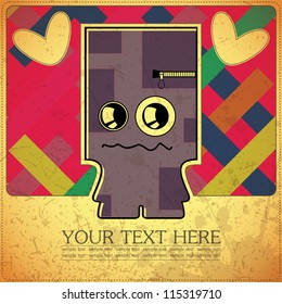 Monster on retro background