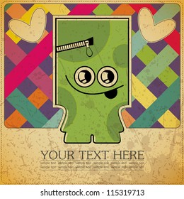 Monster on retro background