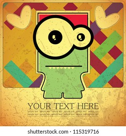Monster on retro background