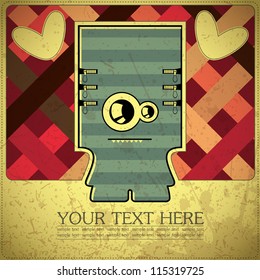 Monster on retro background