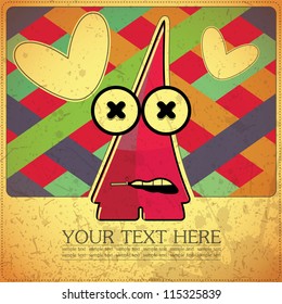 Monster on retro background