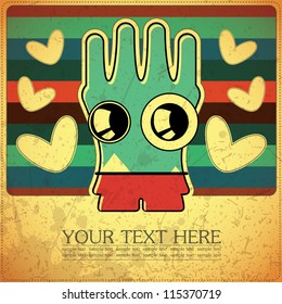 Monster on retro background