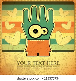 Monster on retro background