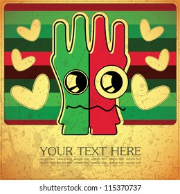 Monster on retro background